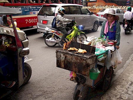 In Bangkok many of these mobile barbecues can be found.
