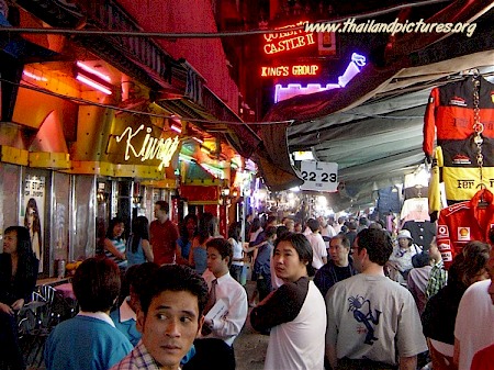 A local Thai market with cheap imitation t-shirts